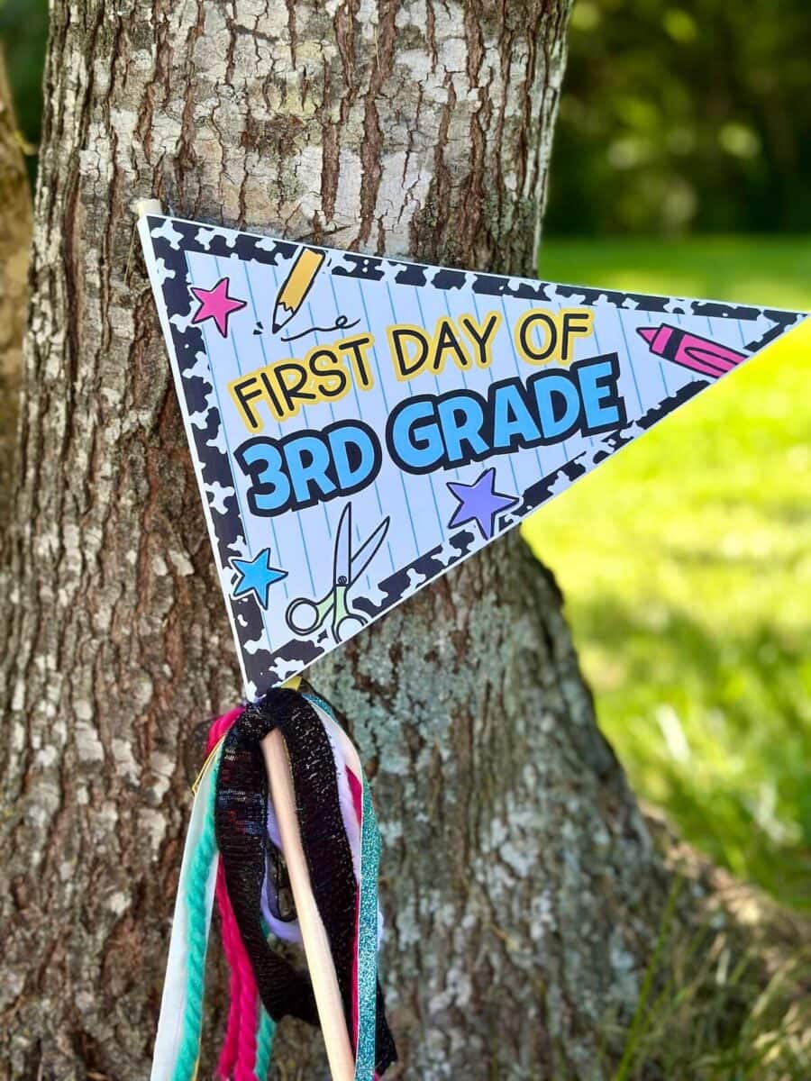 colorful pennant flag that says first day of 3rd grade