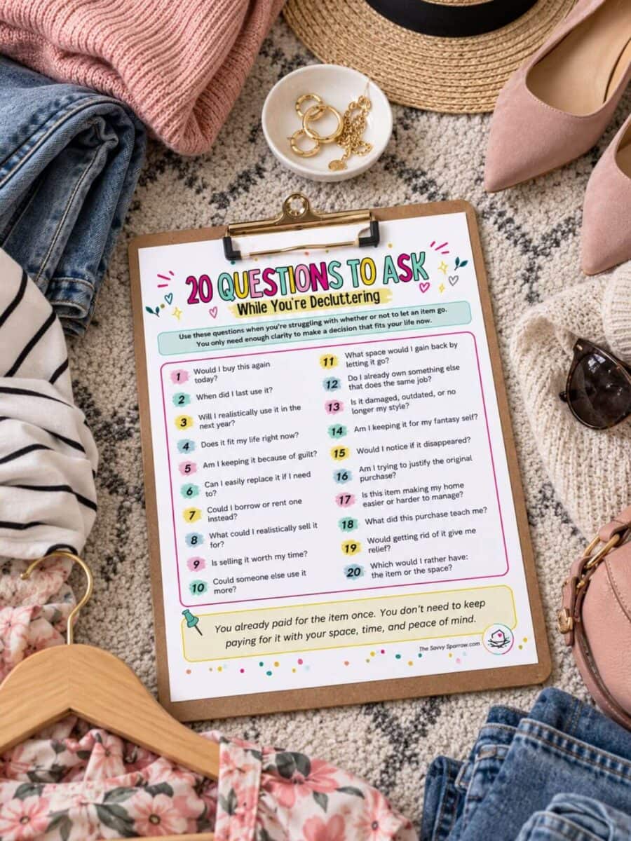 printable list of questions to ask while decluttering